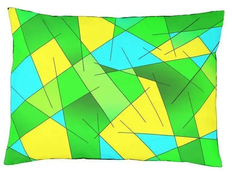 Dog Beds-ABSTRACT LINES #1 Indoor/Outdoor Dog Beds-Greens, Light Blue & Yellow-from COLORADDICTED.COM-