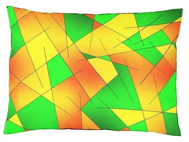 Dog Beds-ABSTRACT LINES #1 Indoor/Outdoor Dog Beds-Greens, Oranges & Yellows-from COLORADDICTED.COM-
