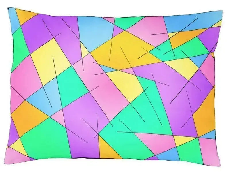 Dog Beds-ABSTRACT LINES #1 Indoor/Outdoor Dog Beds-Multicolor Light-from COLORADDICTED.COM-