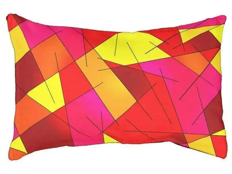 Dog Beds-ABSTRACT LINES #1 Indoor/Outdoor Dog Beds-Reds, Oranges, Yellow & Fuchsia-from COLORADDICTED.COM-