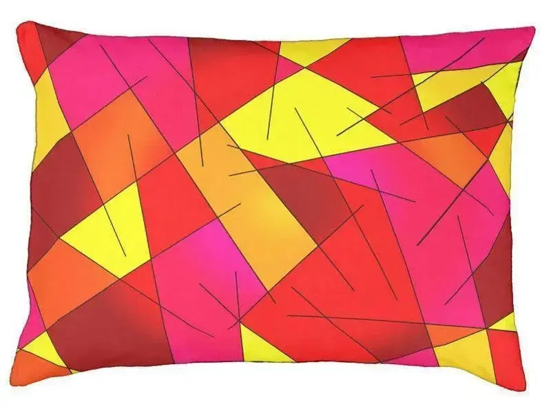 Dog Beds-ABSTRACT LINES #1 Indoor/Outdoor Dog Beds-Reds, Oranges, Yellow & Fuchsia-from COLORADDICTED.COM-