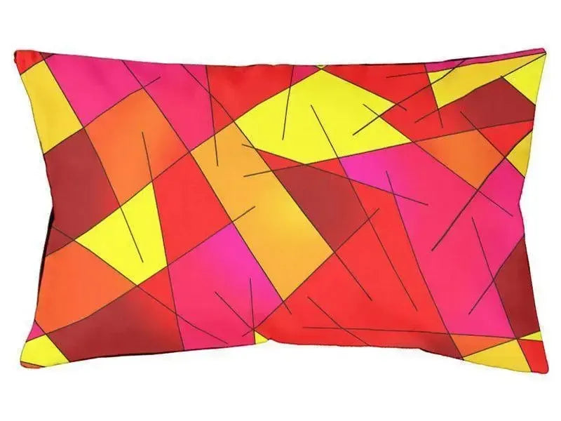 Dog Beds-ABSTRACT LINES #1 Indoor/Outdoor Dog Beds-Reds, Oranges, Yellow & Fuchsia-from COLORADDICTED.COM-