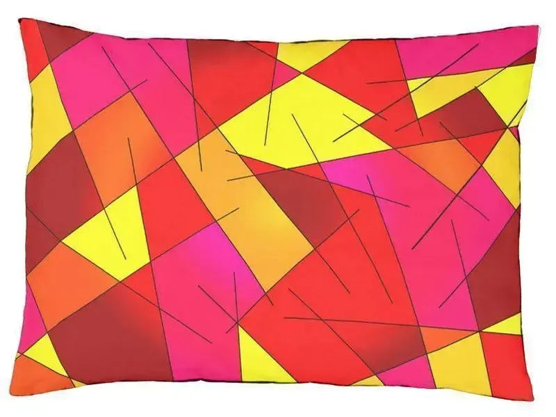 Dog Beds-ABSTRACT LINES #1 Indoor/Outdoor Dog Beds-Reds, Oranges, Yellow & Fuchsia-from COLORADDICTED.COM-