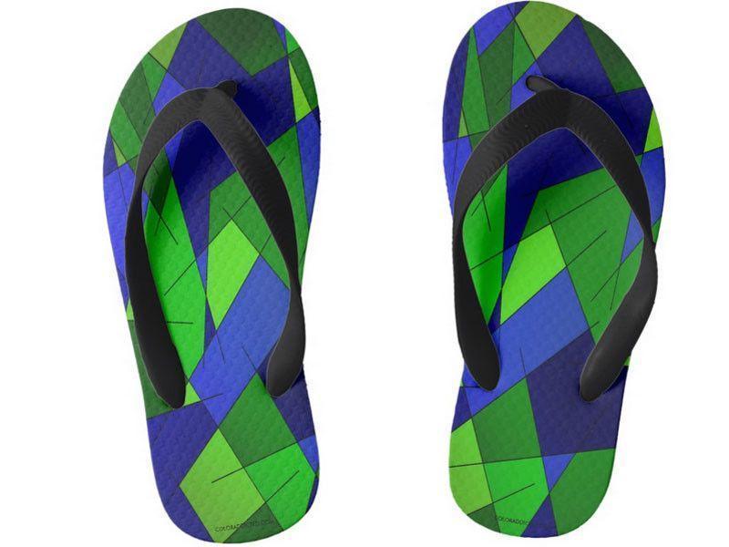 Kids Flip Flops-ABSTRACT LINES #1 Kids Flip Flops-Blues &amp; Greens-from COLORADDICTED.COM-