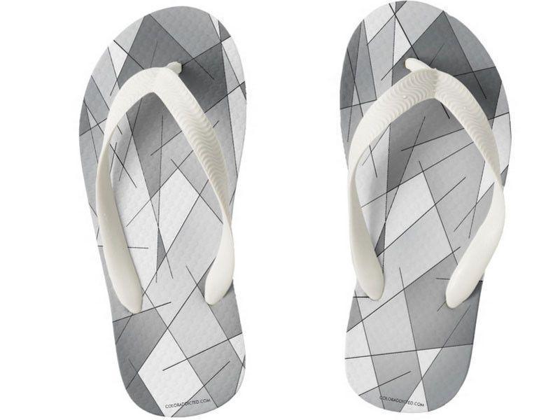 Kids Flip Flops-ABSTRACT LINES #1 Kids Flip Flops-Grays &amp; White-from COLORADDICTED.COM-