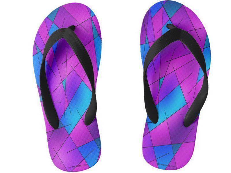 Kids Flip Flops-ABSTRACT LINES #1 Kids Flip Flops-Purples &amp; Violets &amp; Fuchsias &amp; Turquoises-from COLORADDICTED.COM-
