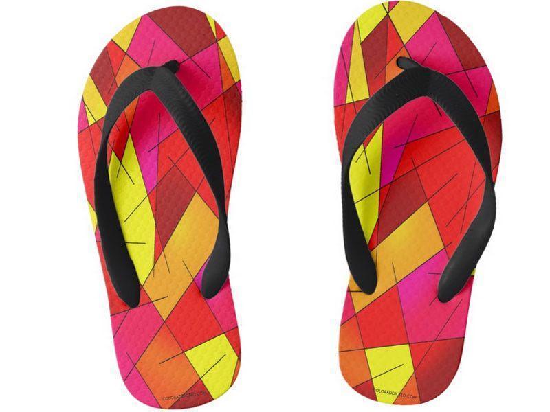 Kids Flip Flops-ABSTRACT LINES #1 Kids Flip Flops-Reds &amp; Oranges &amp; Yellows &amp; Fuchsias-from COLORADDICTED.COM-