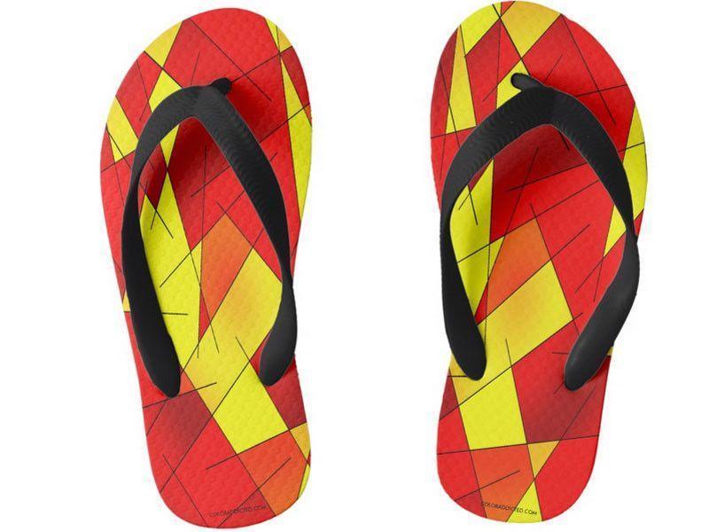 Kids Flip Flops-ABSTRACT LINES #1 Kids Flip Flops-Reds &amp; Oranges &amp; Yellows-from COLORADDICTED.COM-