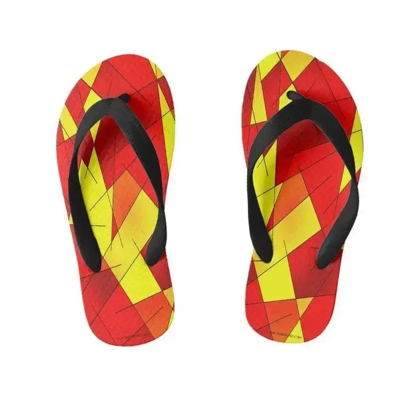 Kids Flip Flops-ABSTRACT LINES #1 Kids Flip Flops-Reds & Oranges & Yellows-from COLORADDICTED.COM-