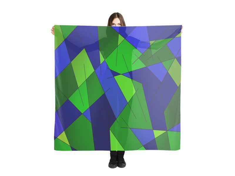 Large Square Scarves &amp; Shawls-ABSTRACT LINES #1 Large Square Scarves &amp; Shawls-Blues &amp; Greens-from COLORADDICTED.COM-