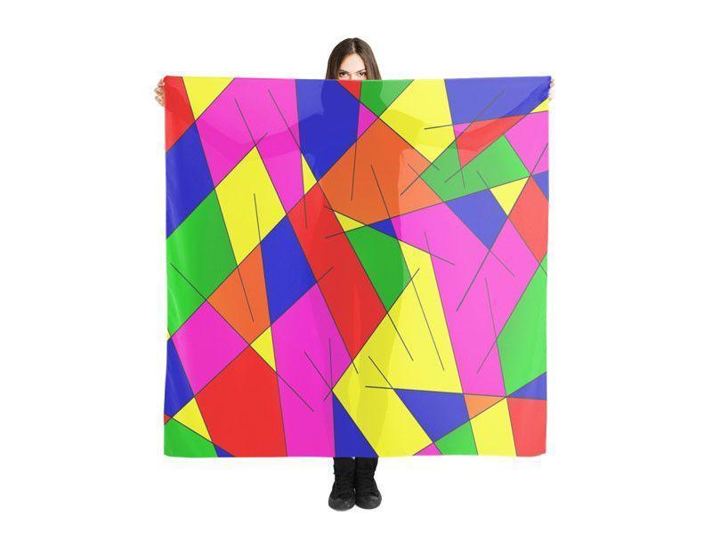 Large Square Scarves &amp; Shawls-ABSTRACT LINES #1 Large Square Scarves &amp; Shawls-Multicolor Bright-from COLORADDICTED.COM-