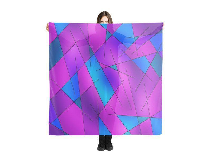 Large Square Scarves &amp; Shawls-ABSTRACT LINES #1 Large Square Scarves &amp; Shawls-Purples &amp; Violets &amp; Fuchsias &amp; Turquoises-from COLORADDICTED.COM-