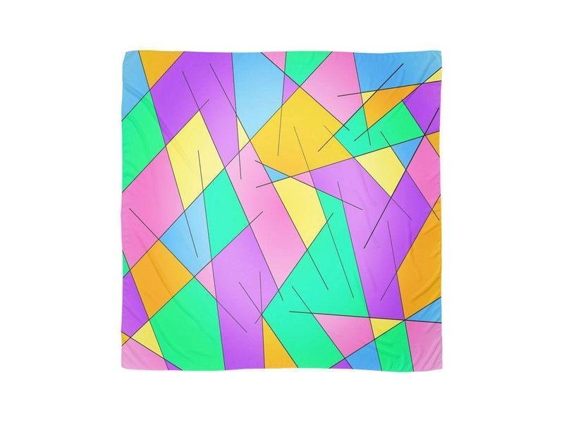 Large Square Scarves & Shawls-ABSTRACT LINES #1 Large Square Scarves & Shawls-Multicolor Light-from COLORADDICTED.COM-