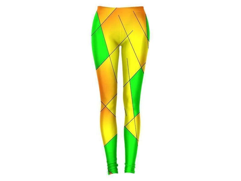 Leggings-ABSTRACT LINES #1 Leggings-Greens &amp; Oranges &amp; Yellows-from COLORADDICTED.COM-