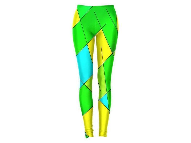 Leggings-ABSTRACT LINES #1 Leggings-Greens &amp; Yellows &amp; Light Blues-from COLORADDICTED.COM-