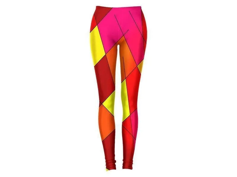 Leggings-ABSTRACT LINES #1 Leggings-Reds & Oranges & Yellows & Fuchsias-from COLORADDICTED.COM-