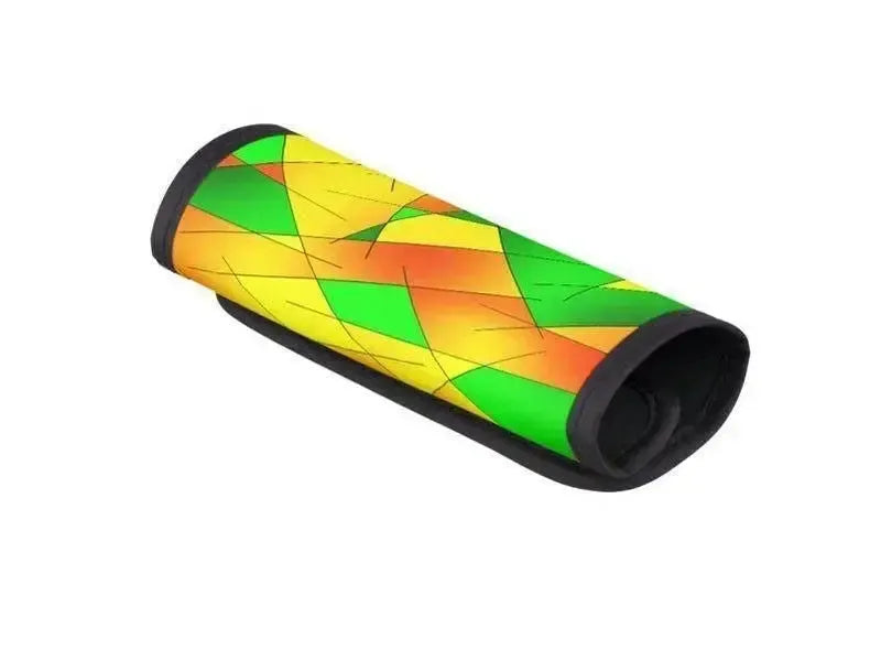 Luggage Handle Wraps-ABSTRACT LINES #1 Luggage Handle Wraps-Greens & Oranges & Yellows-from COLORADDICTED.COM-