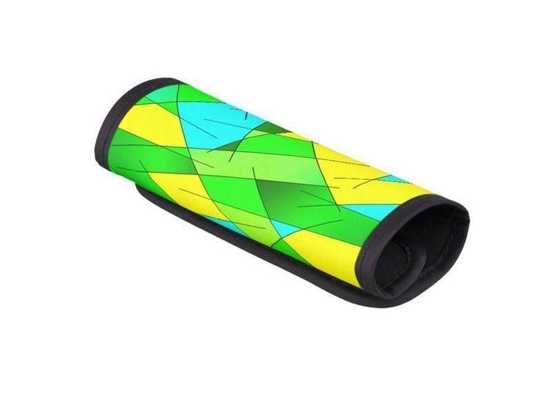 Luggage Handle Wraps-ABSTRACT LINES #1 Luggage Handle Wraps-Greens &amp; Yellows &amp; Light Blues-from COLORADDICTED.COM-