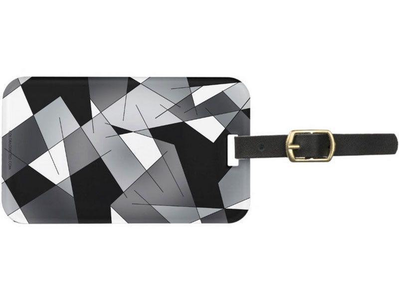 Luggage Tags-ABSTRACT LINES #1 Luggage Tags-Black, Grays &amp; White-from COLORADDICTED.COM-
