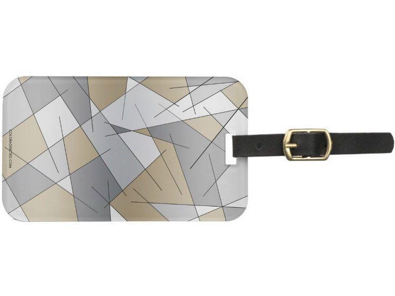 Luggage Tags-ABSTRACT LINES #1 Luggage Tags-Grays &amp; Beiges-from COLORADDICTED.COM-