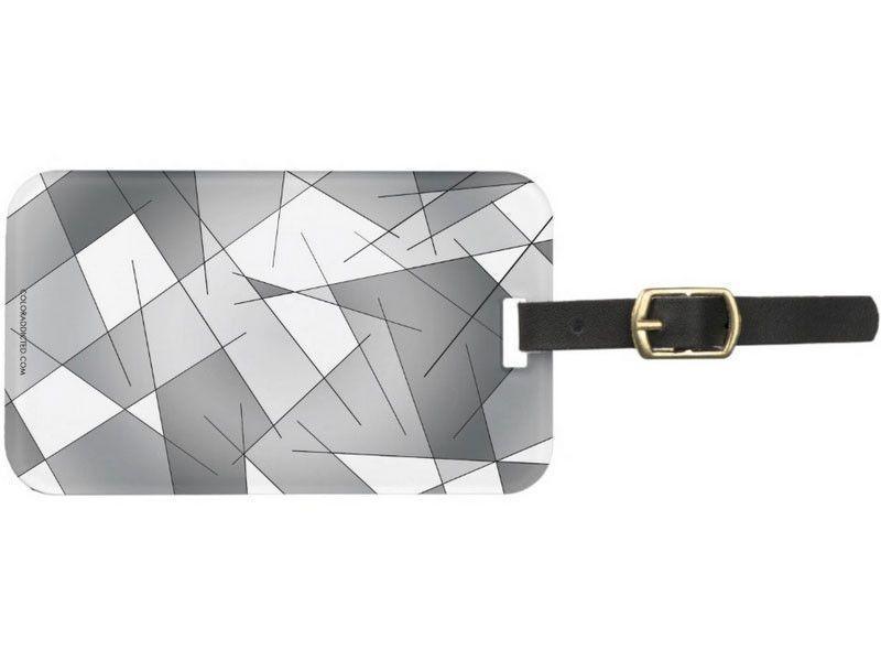 Luggage Tags-ABSTRACT LINES #1 Luggage Tags-Grays &amp; White-from COLORADDICTED.COM-