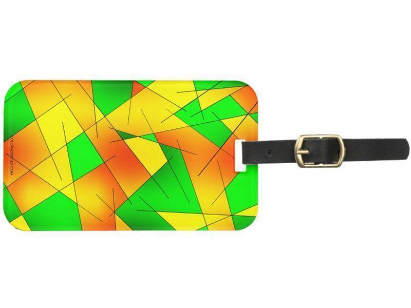 Luggage Tags-ABSTRACT LINES #1 Luggage Tags-Greens, Oranges &amp; Yellows-from COLORADDICTED.COM-