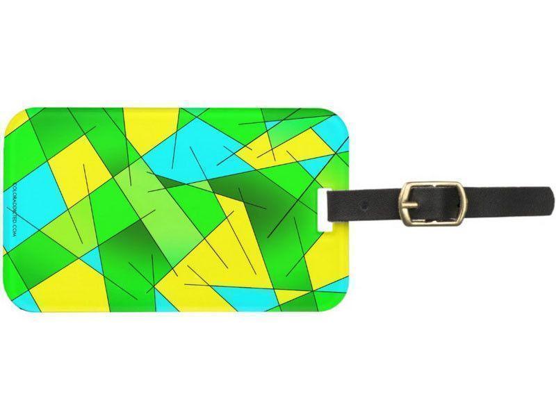 Luggage Tags-ABSTRACT LINES #1 Luggage Tags-Greens, Yellows &amp; Light Blues-from COLORADDICTED.COM-