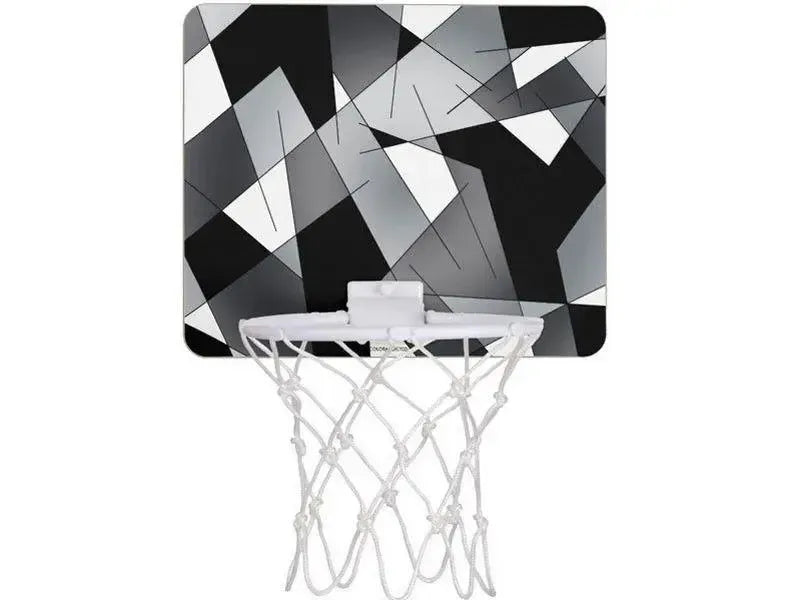 Mini Basketball Hoops-ABSTRACT LINES #1 Mini Basketball Hoops-Black & Grays & White-from COLORADDICTED.COM-