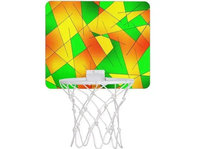 Mini Basketball Hoops-ABSTRACT LINES #1 Mini Basketball Hoops-Greens & Oranges & Yellows-from COLORADDICTED.COM-