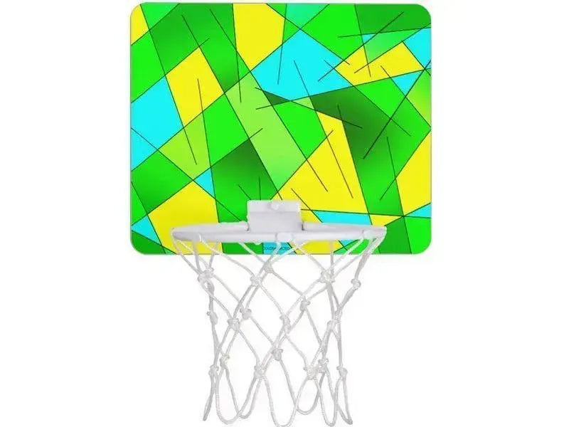 Mini Basketball Hoops-ABSTRACT LINES #1 Mini Basketball Hoops-Greens & Yellows & Light Blues-from COLORADDICTED.COM-