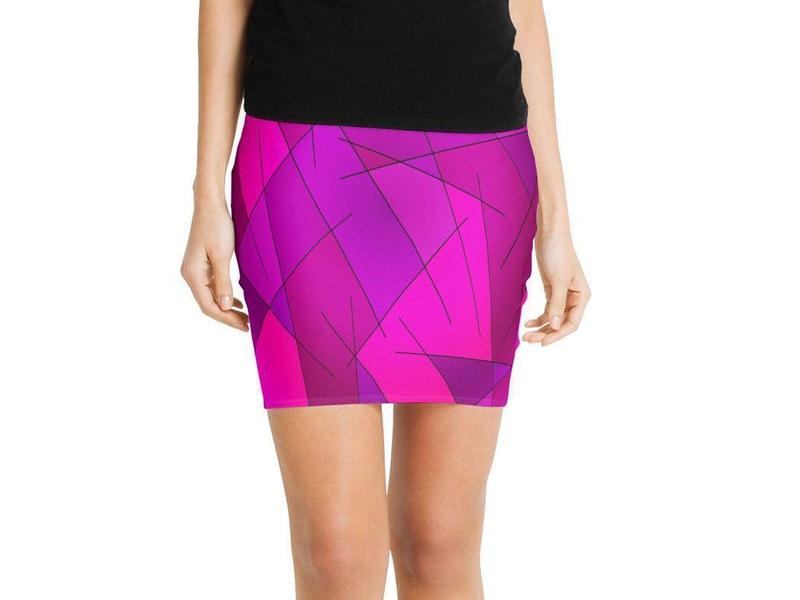 Mini Pencil Skirts-ABSTRACT LINES #1 Mini Pencil Skirts-Purples &amp; Violets &amp; Fuchsias &amp; Magentas-from COLORADDICTED.COM-