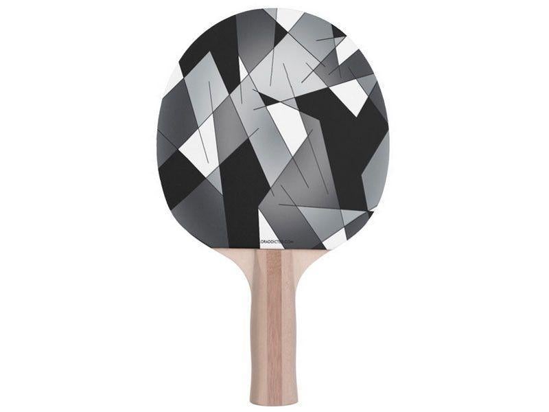 Ping Pong Paddles-ABSTRACT LINES #1 Ping Pong Paddles-Black &amp; Grays &amp; White-from COLORADDICTED.COM-