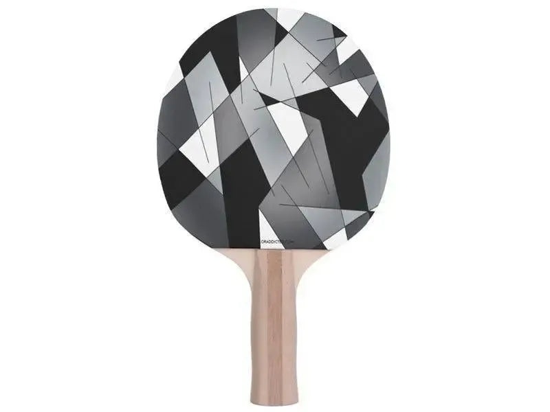 Ping Pong Paddles-ABSTRACT LINES #1 Ping Pong Paddles-Black & Grays & White-from COLORADDICTED.COM-
