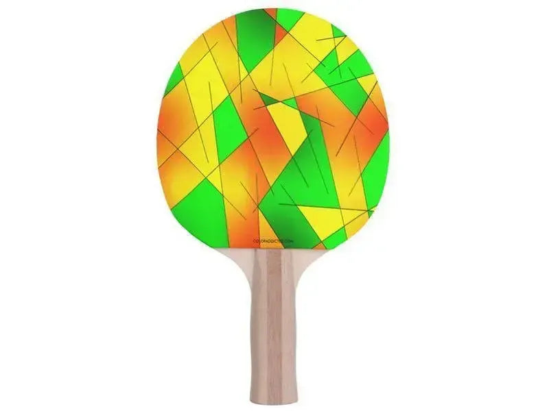 Ping Pong Paddles-ABSTRACT LINES #1 Ping Pong Paddles-Greens & Oranges & Yellows-from COLORADDICTED.COM-