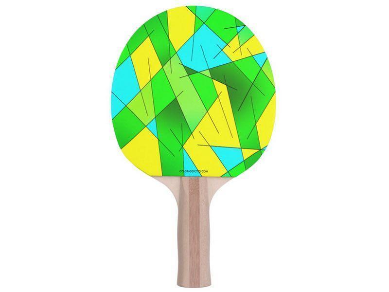Ping Pong Paddles-ABSTRACT LINES #1 Ping Pong Paddles-Greens &amp; Yellows &amp; Light Blues-from COLORADDICTED.COM-