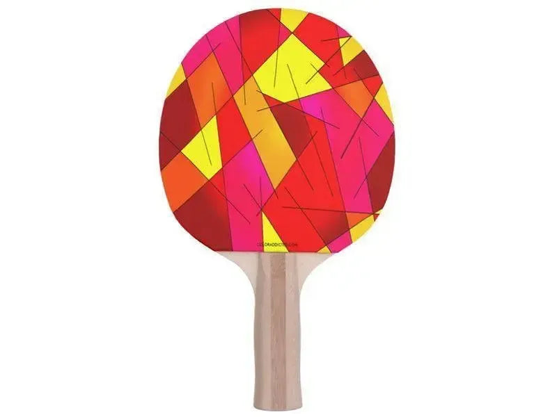 Ping Pong Paddles-ABSTRACT LINES #1 Ping Pong Paddles-Reds & Oranges & Yellows & Fuchsias-from COLORADDICTED.COM-