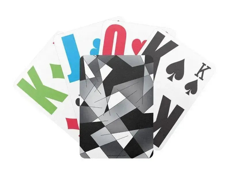 Playing Cards-ABSTRACT LINES #1 Premium Bicycle® E-Z See® LoVision® Playing Cards for visually impaired players-Black & Grays & White-from COLORADDICTED.COM-