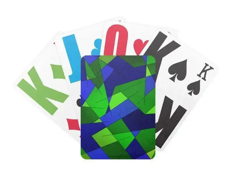 Playing Cards-ABSTRACT LINES #1 Premium Bicycle® E-Z See® LoVision® Playing Cards for visually impaired players-Blues & Greens-from COLORADDICTED.COM-