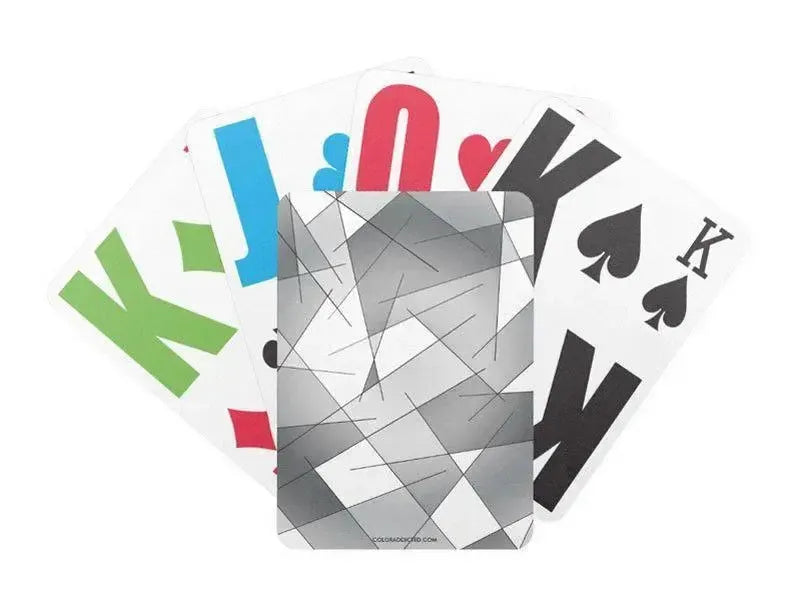 Playing Cards-ABSTRACT LINES #1 Premium Bicycle® E-Z See® LoVision® Playing Cards for visually impaired players-Grays & White-from COLORADDICTED.COM-