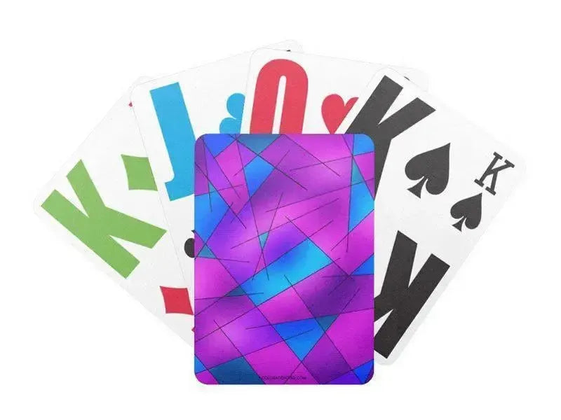 Playing Cards-ABSTRACT LINES #1 Premium Bicycle® E-Z See® LoVision® Playing Cards for visually impaired players-Purples & Violets & Fuchsias & Turquoises-from COLORADDICTED.COM-