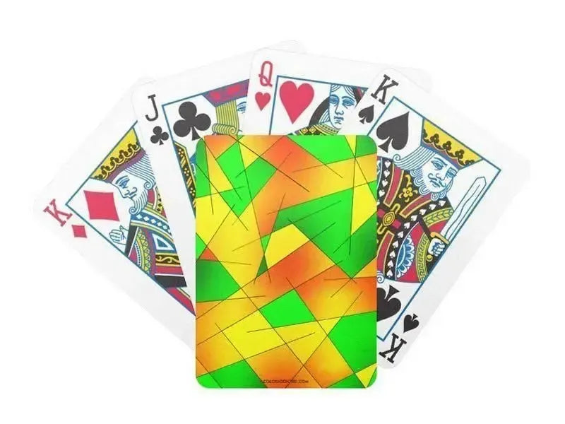 Playing Cards-ABSTRACT LINES #1 Premium Bicycle® Playing Cards-Greens & Oranges & Yellows-from COLORADDICTED.COM-