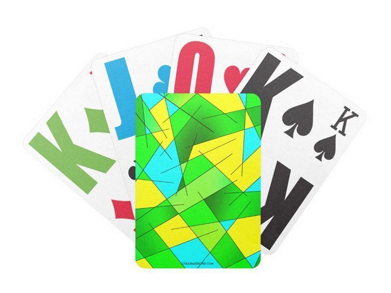Playing Cards-ABSTRACT LINES #1 Premium Bicycle® E-Z See® LoVision® Playing Cards for visually impaired players-Greens &amp; Yellows &amp; Light Blues-from COLORADDICTED.COM-