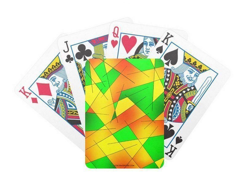 Playing Cards-ABSTRACT LINES #1 Premium Bicycle® Playing Cards-Greens &amp; Oranges &amp; Yellows-from COLORADDICTED.COM-