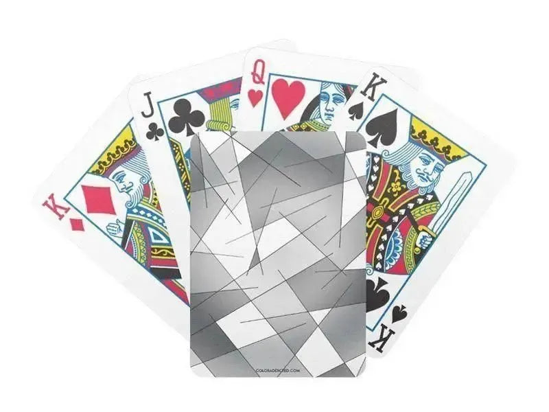 Playing Cards-ABSTRACT LINES #1 Premium Poker Playing Cards-Grays & White-from COLORADDICTED.COM-
