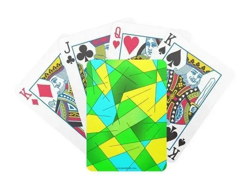 Playing Cards-ABSTRACT LINES #1 Premium Poker Playing Cards-Greens & Yellows & Light Blues-from COLORADDICTED.COM-