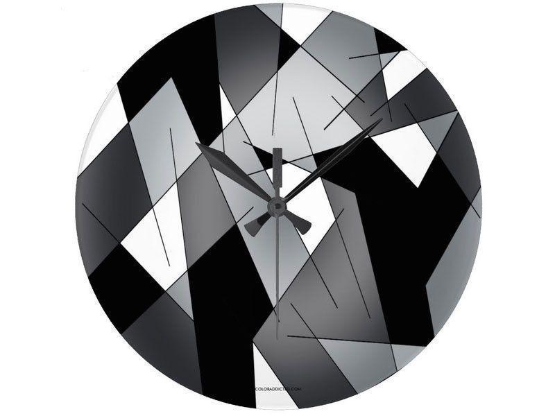 Wall Clocks-ABSTRACT LINES #1 Round Wall Clocks-Black, Grays &amp; White-from COLORADDICTED.COM-