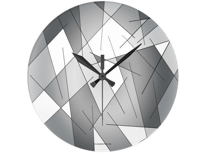 Wall Clocks-ABSTRACT LINES #1 Round Wall Clocks-Grays &amp; White-from COLORADDICTED.COM-