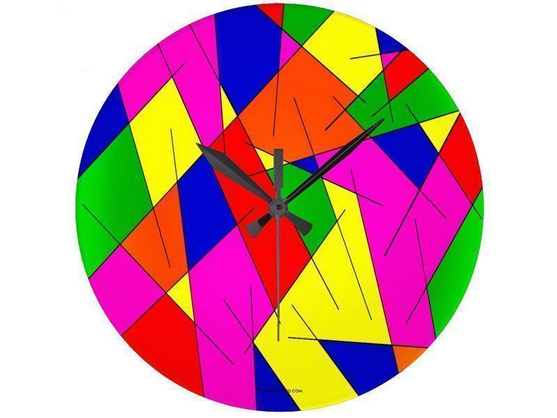 Wall Clocks-ABSTRACT LINES #1 Round Wall Clocks-Multicolor Bright-from COLORADDICTED.COM-