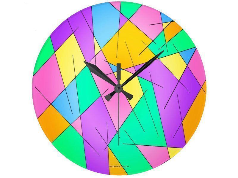 Wall Clocks-ABSTRACT LINES #1 Round Wall Clocks-Multicolor Light-from COLORADDICTED.COM-