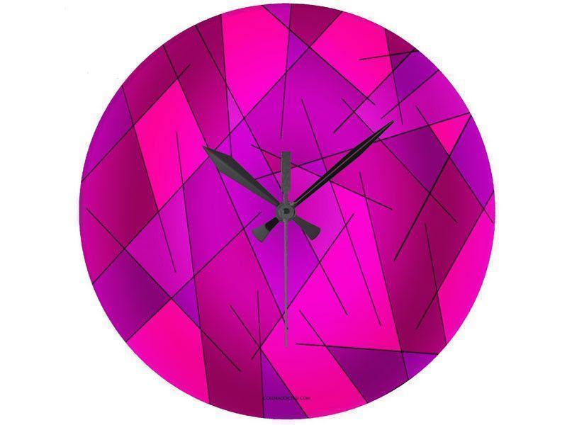 Wall Clocks-ABSTRACT LINES #1 Round Wall Clocks-Purples, Violets, Fuchsias &amp; Magentas-from COLORADDICTED.COM-